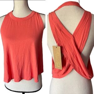 NWT Niyama Sol snuggly soft coral/apricot tencel yoga drape tank crop top XS/S